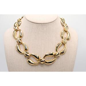 Vintage Chunky Gold Tone Chain Necklace 18 Inch 1980s Bold Statement